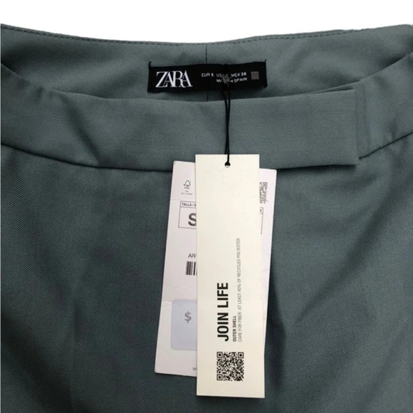 Zara Stretch High Rise Straight Leg Trouser Pants Gray Small - Picture 9 of 14